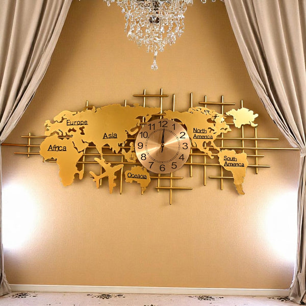 Metallic Map Wall Clock