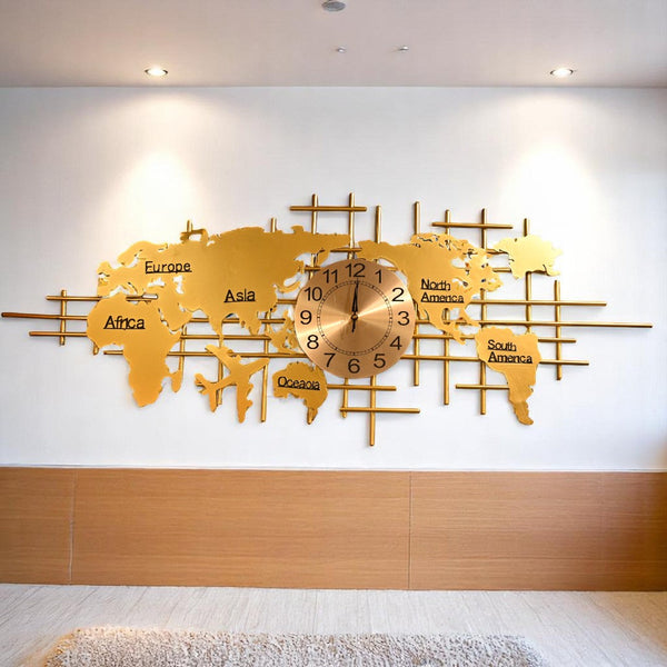 Metallic Map Wall Clock