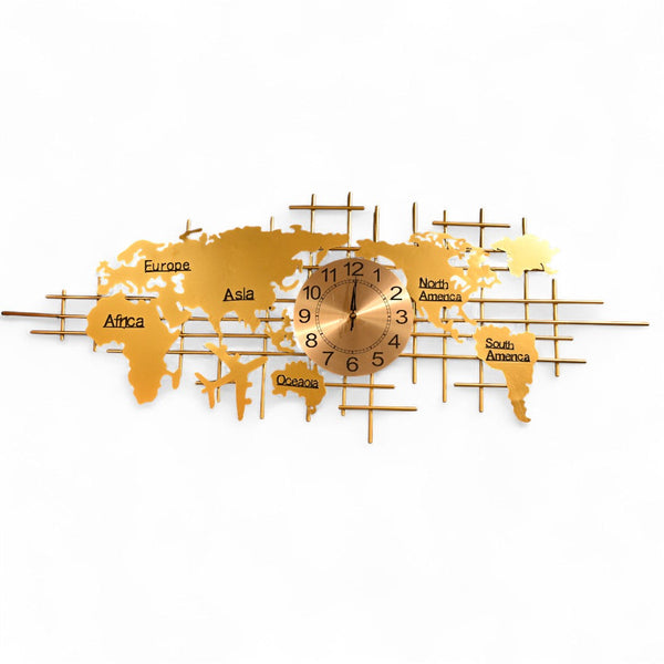 Metallic Map Wall Clock