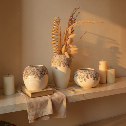 Nordic Textured Ceramic Vases Set (3 Pieces)