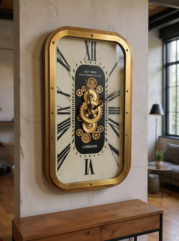 Luxury Gold Roman Numeral Gears Wall Clock