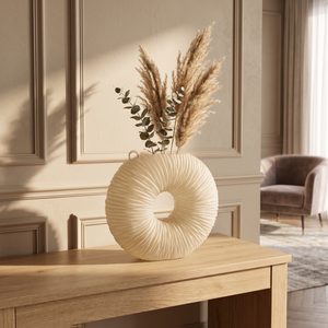 Modern Frosted Donut Glass Vase Collection | Ribbed Decorative Vases