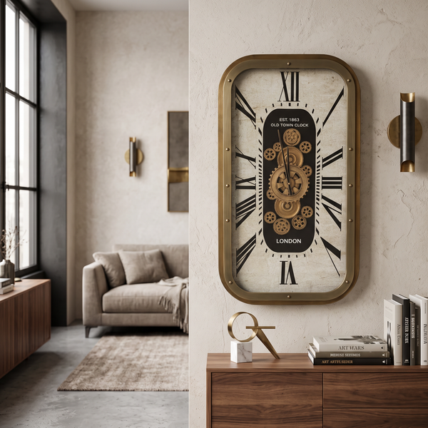 Luxury Gold Roman Numeral Gears Wall Clock