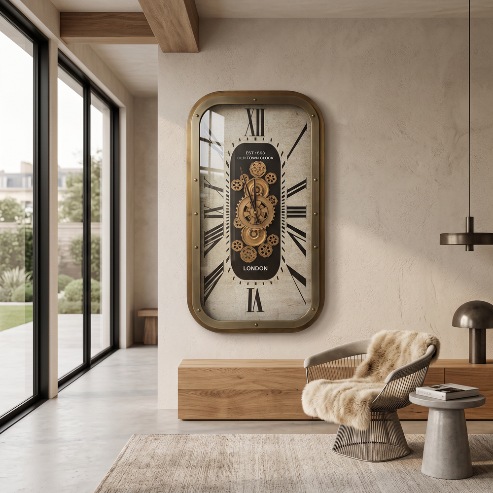 Luxury Gold Roman Numeral Gears Wall Clock