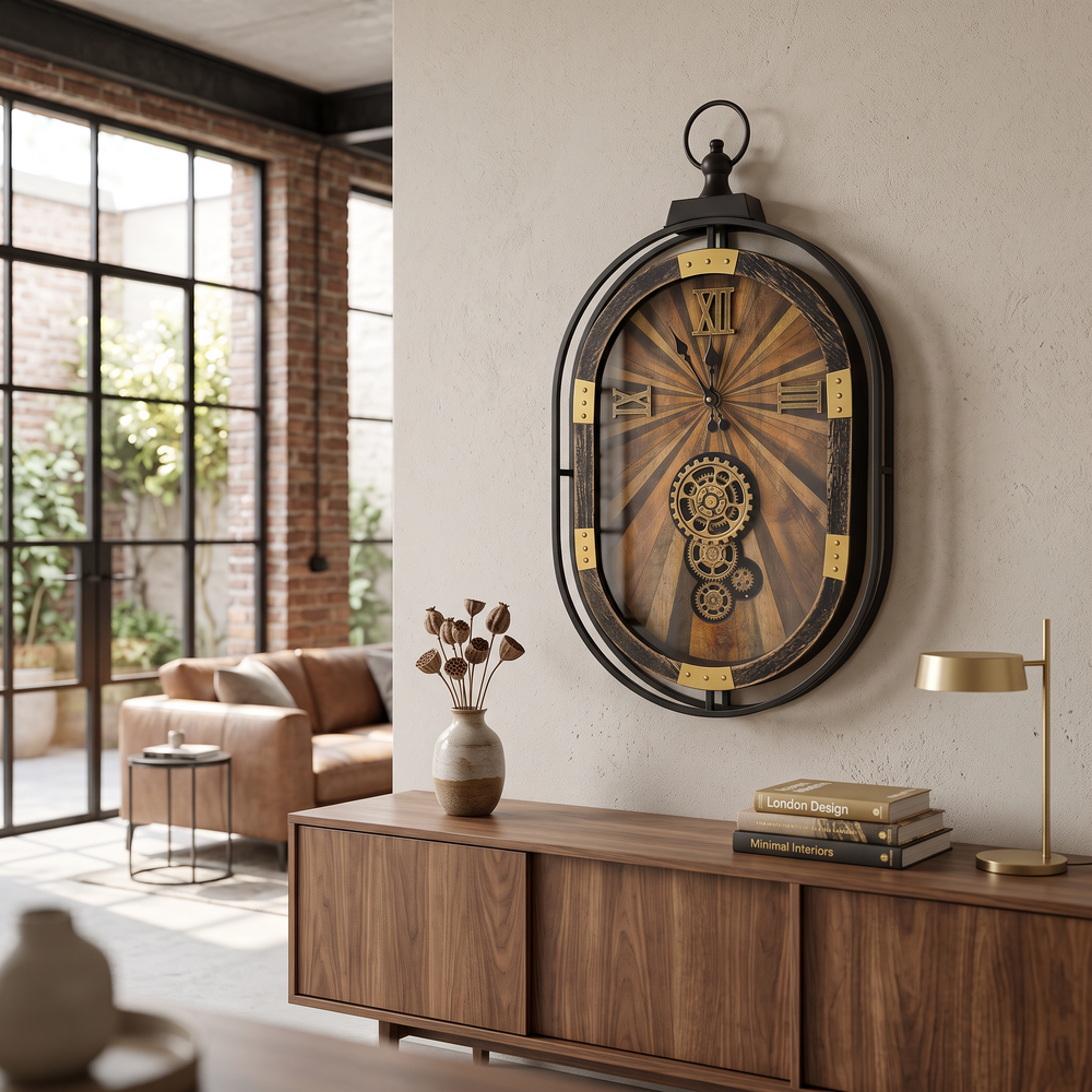 Luxury Vintage Oval Mechanism Wall Clock