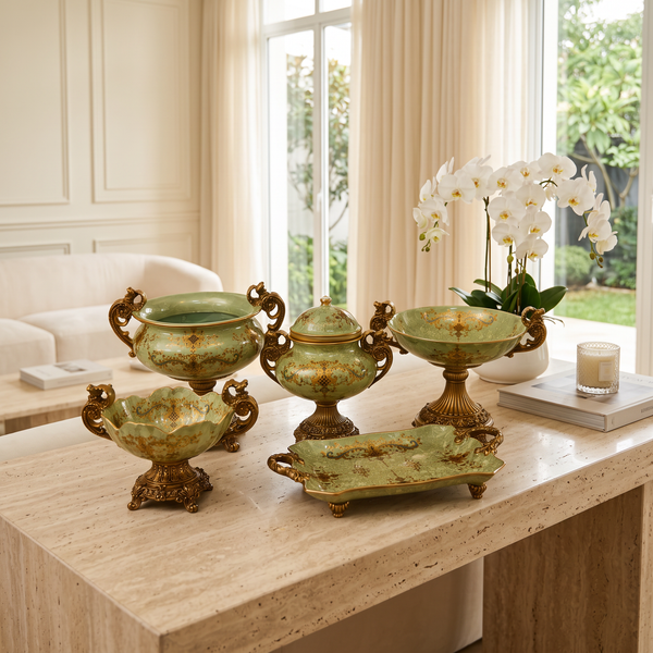 Luxury Sage Green Decorative Fiber Vases Collection
