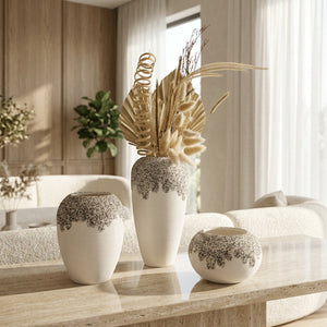Nordic Textured Ceramic Vases Set (3 Pieces)