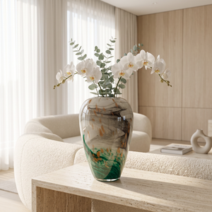 Luxury Green Marble Effect Art Glass Vases