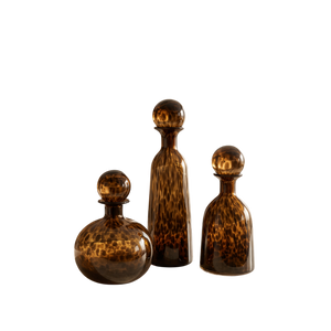 Tortoise Pattern Amber Glass Bottles