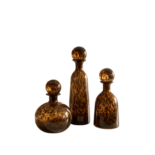 Tortoise Pattern Amber Glass Bottles