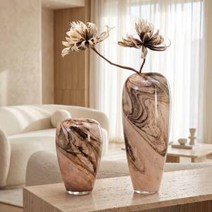 Marble Effect Decorative Glass Vase