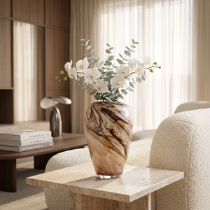 Marble Effect Decorative Glass Vase