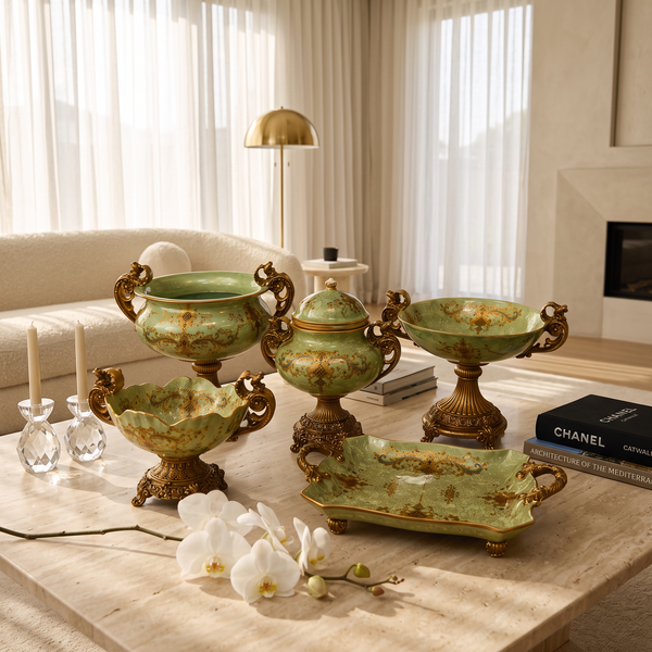 Luxury Sage Green Decorative Fiber Vases Collection