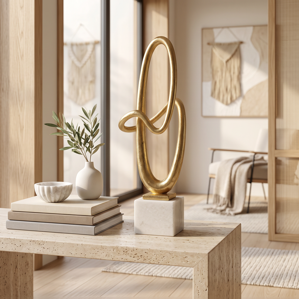 Modern Gold Abstract Decorative Sculpture