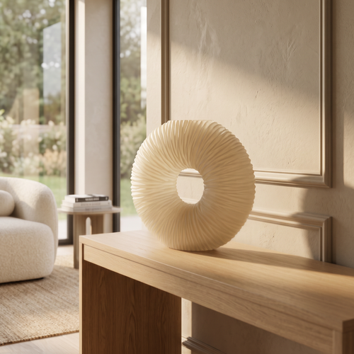 Modern Frosted Donut Glass Vase Collection | Ribbed Decorative Vases