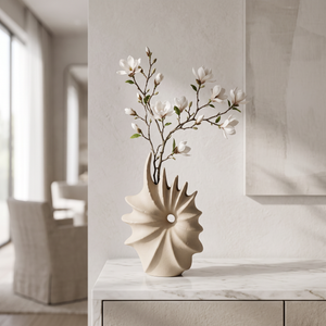 Modern Organic Spiral Ceramic Table Vases (Pair)