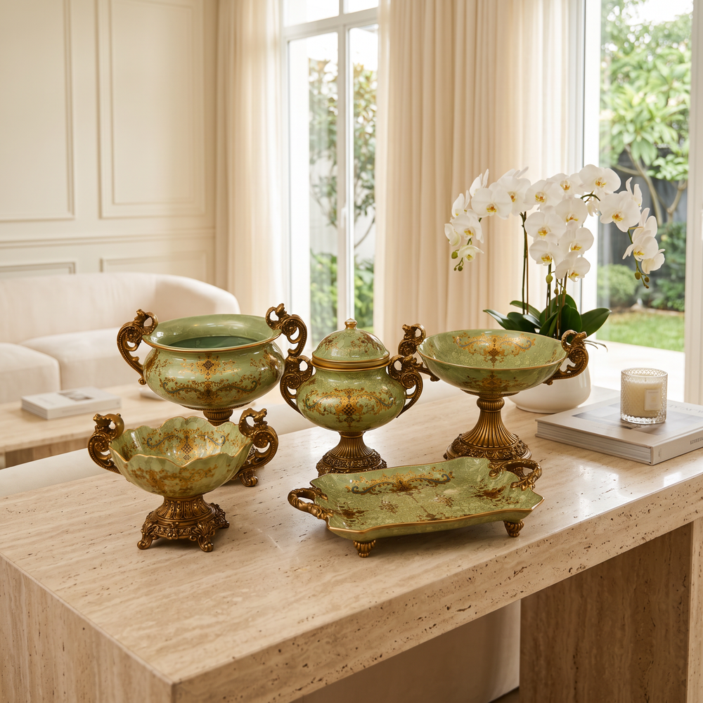 Luxury Sage Green Decorative Fiber Vases Collection