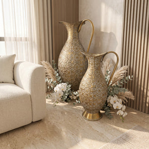Luxury Antique Gold Embossed Decorative Pitcher Vase