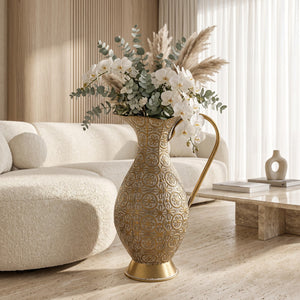 Luxury Antique Gold Embossed Decorative Pitcher Vase