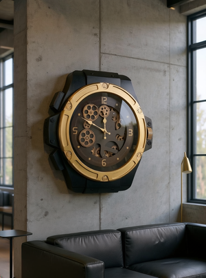 Luxury Golden Gear Wall Clock