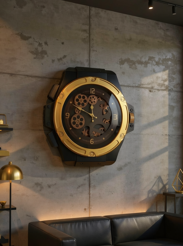 Luxury Golden Gear Wall Clock
