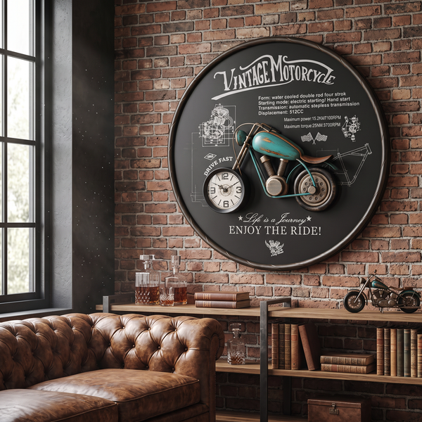 California Motorcycle Wall Frame Clock