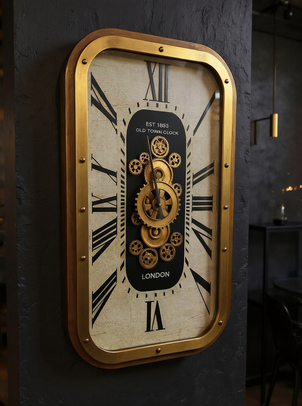 Luxury Gold Roman Numeral Gears Wall Clock
