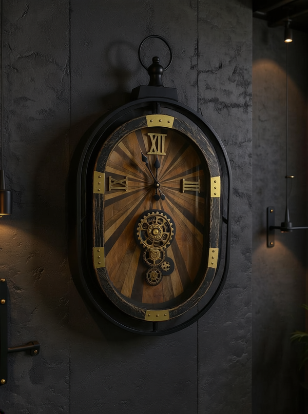 Luxury Vintage Oval Mechanism Wall Clock
