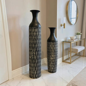 Modern Black Textured Decorative Floor Vases