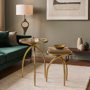 Modern Gold Accent Coffee Table with Mirrored Top