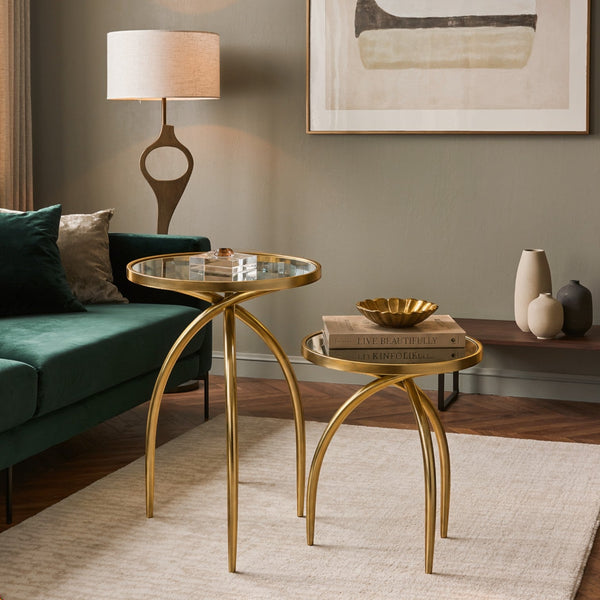 Modern Gold Accent Coffee Table with Mirrored Top