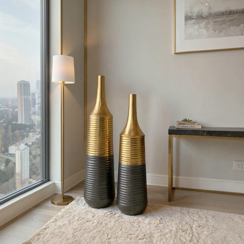Modern Ribbed Decorative Floor Vases