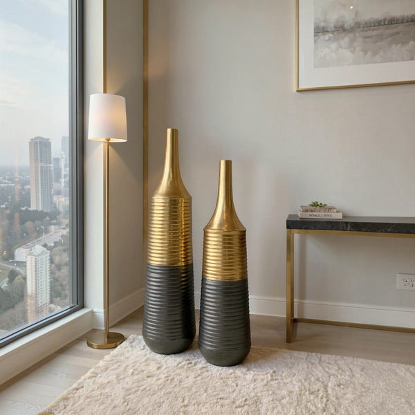 Modern Ribbed Decorative Floor Vases