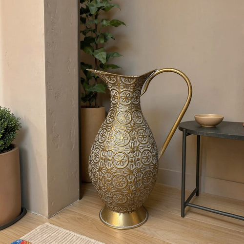 Luxury Antique Gold Embossed Decorative Pitcher Vase