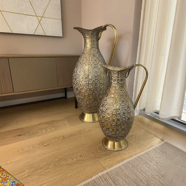 Luxury Antique Gold Embossed Decorative Pitcher Vase