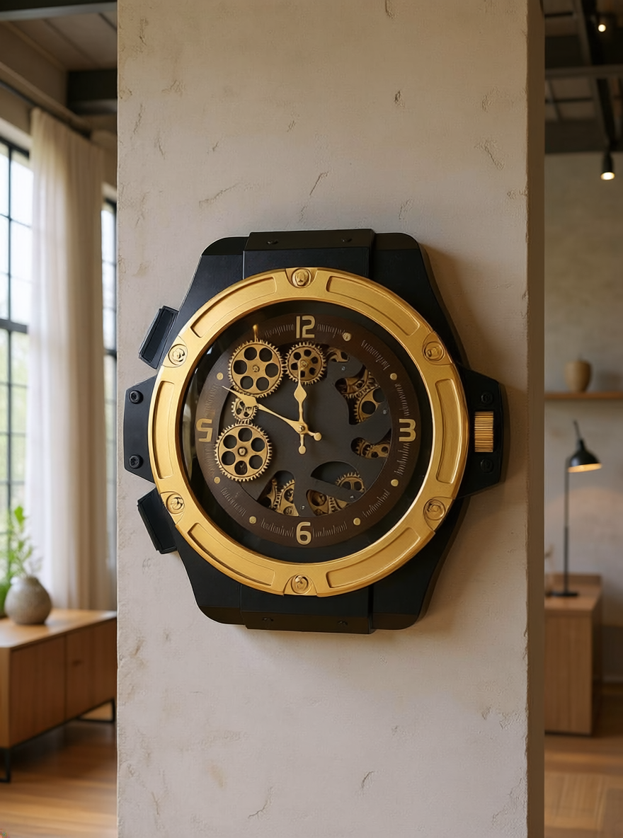 Luxury Golden Gear Wall Clock
