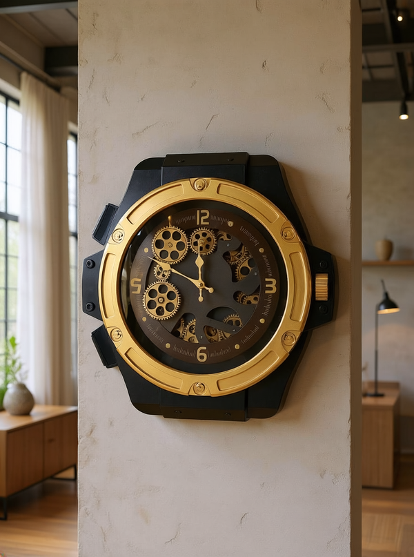 Luxury Golden Gear Wall Clock