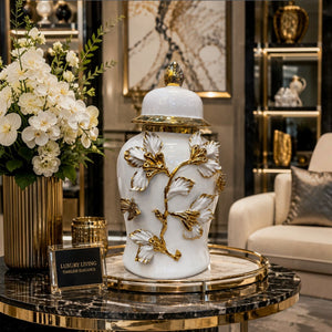 Luxury White-Gold Porcelain Ginger Jars