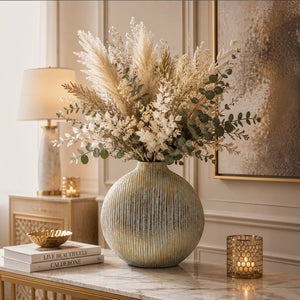 Luxury Ribbed Ceramic Decorative Vases