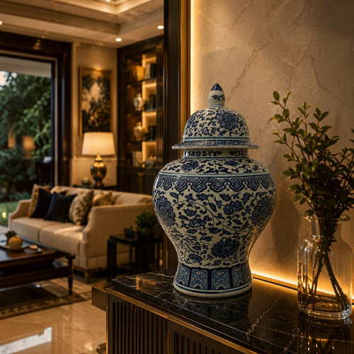 Blue Pottery Porcelain Ginger Jars