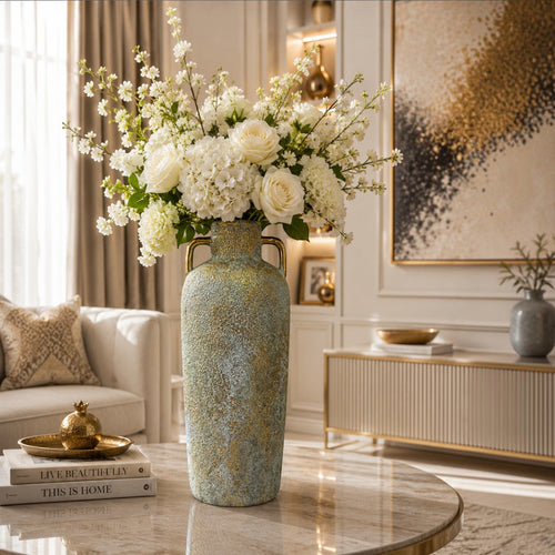 Luxury Textured Ceramic Table Vases with Gold Accents