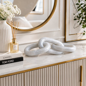 Luxury White Marble Chain Link Sculpture