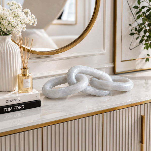 Luxury White Marble Chain Link Sculpture