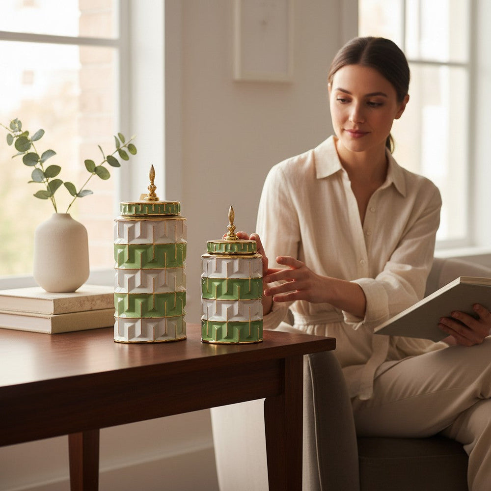 Mint Mosaic Decorative Candy Jars Set