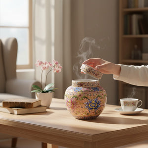Vintage Floral Ceramic Storage Jar