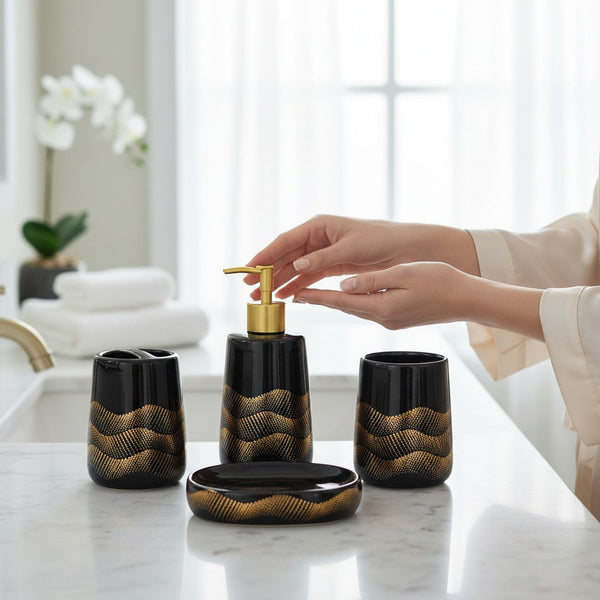 Luxury Wave Ceramic Bathroom Accessories Set