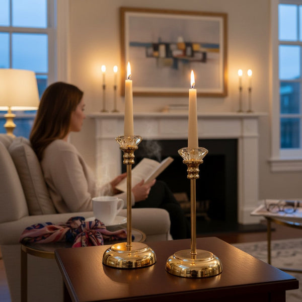 Luxury Crystal Taper Candle Holders (Pair)