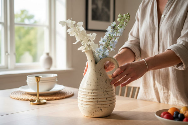 Rustic Mediterranean Ceramic Jug Vases Set