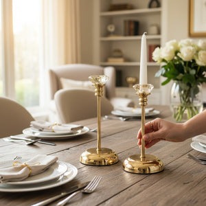Luxury Crystal Taper Candle Holders (Pair)