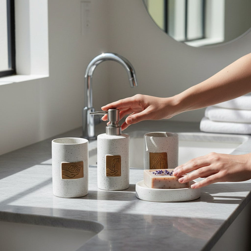 Minimalist Ceramic Bathroom Accessories Set